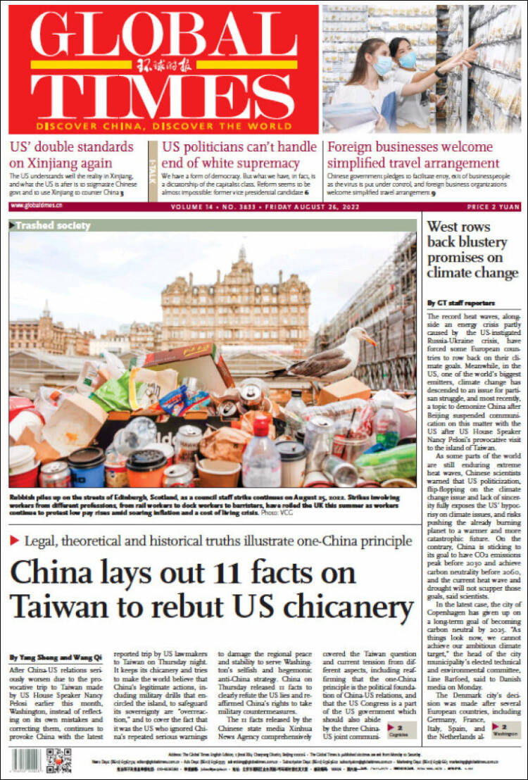 Portada de The Global Times (Chine)