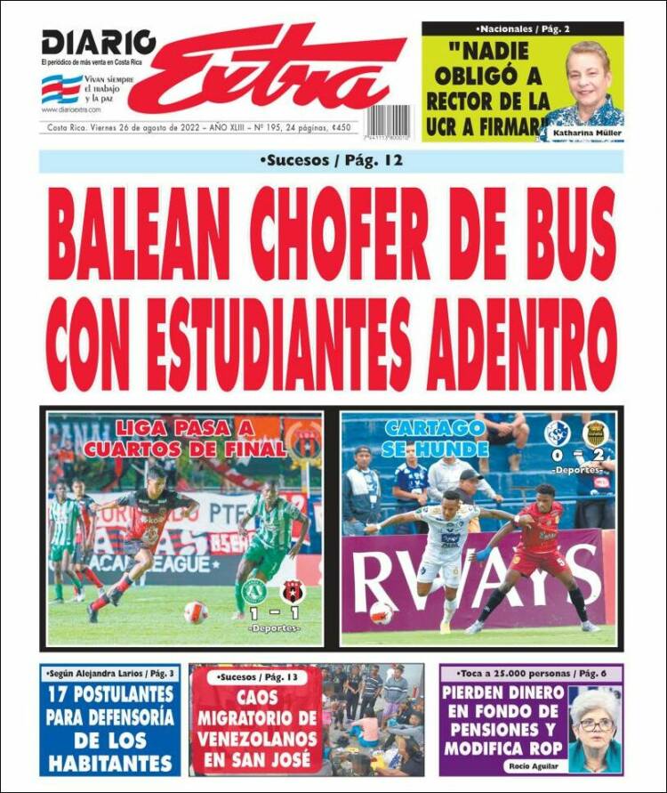 Portada de Diario Extra (Costa Rica)