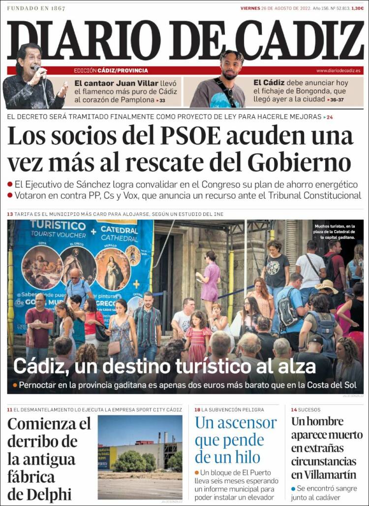 Portada de Diario de Cádiz (Espa&ntilde;a)