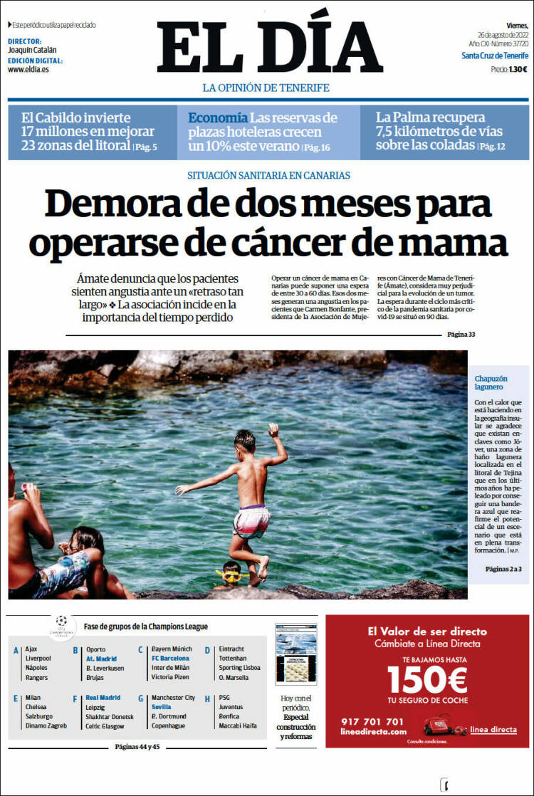 Portada de El Día (Espa&ntilde;a)