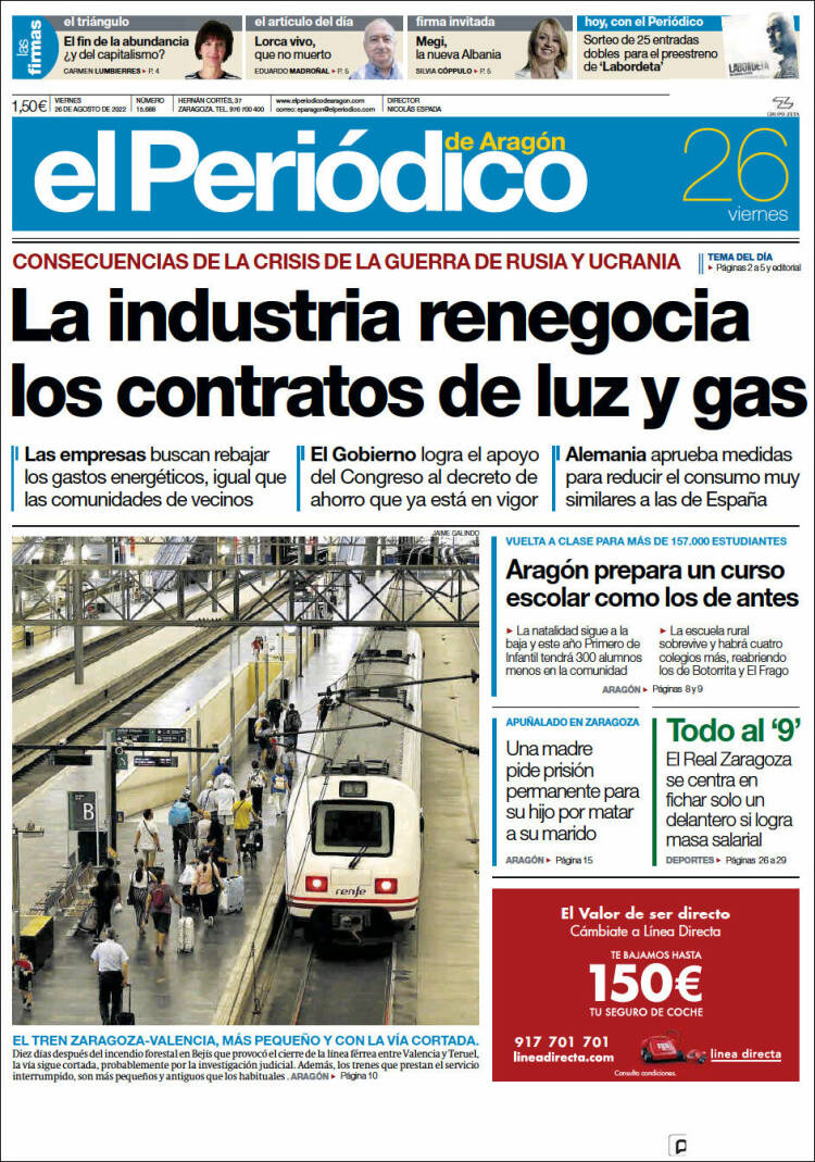 Portada de El Periódico de Aragón (Espa&ntilde;a)