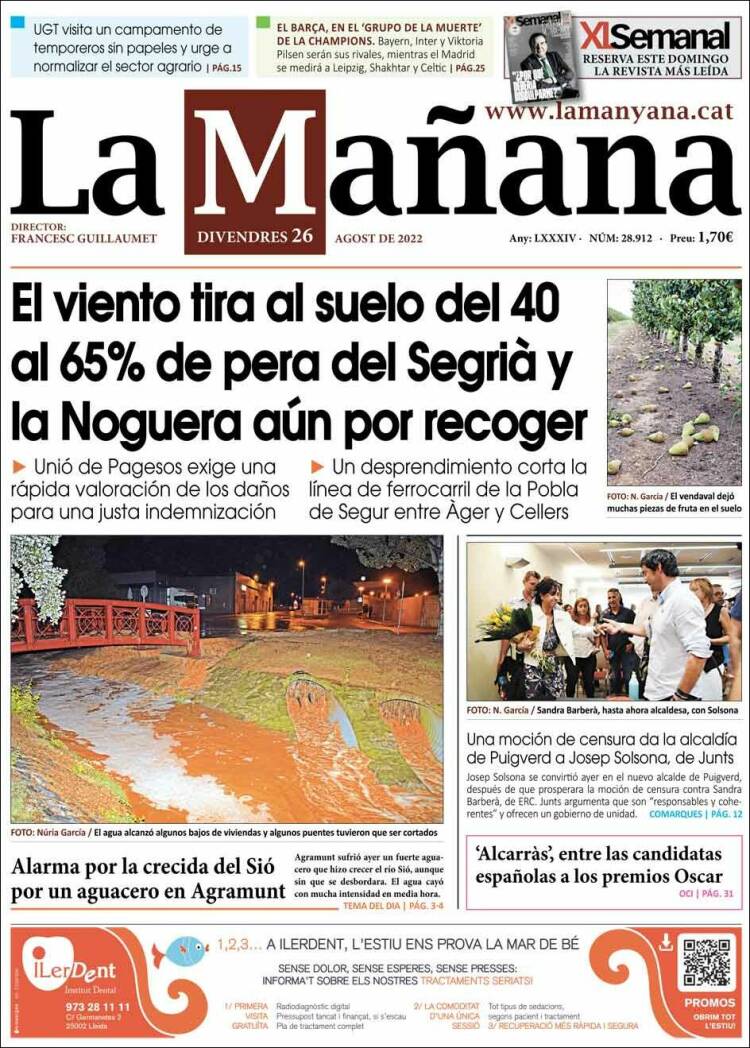 Portada de La Mañana - Diari de Ponent (Espa&ntilde;a)