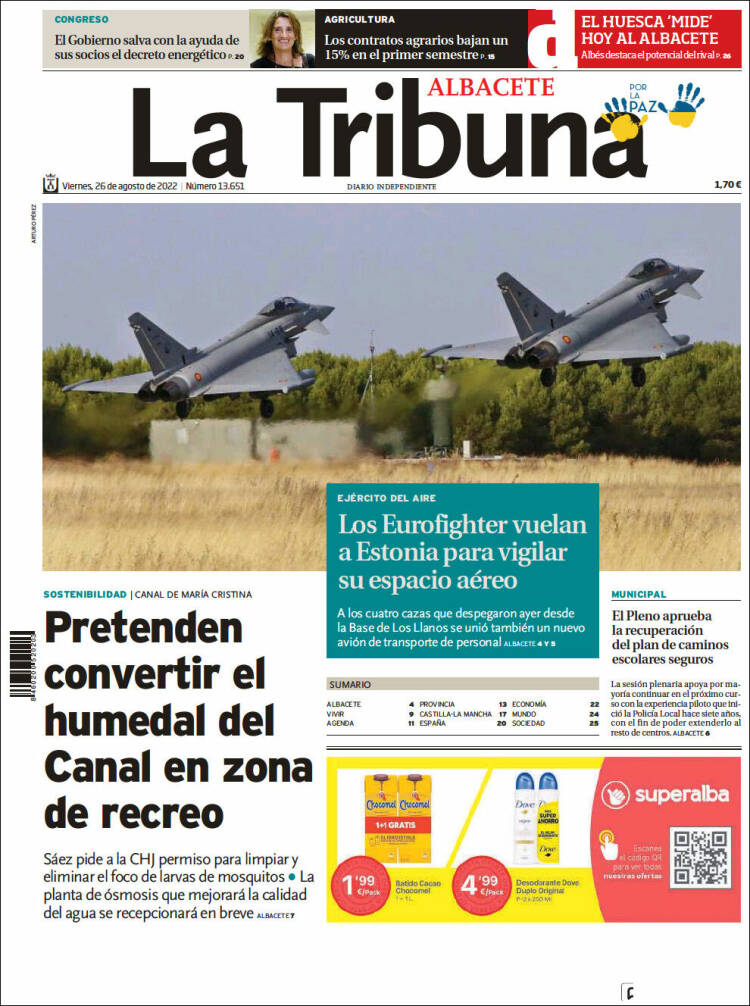 Portada de La Tribuna de Albacete (Espa&ntilde;a)