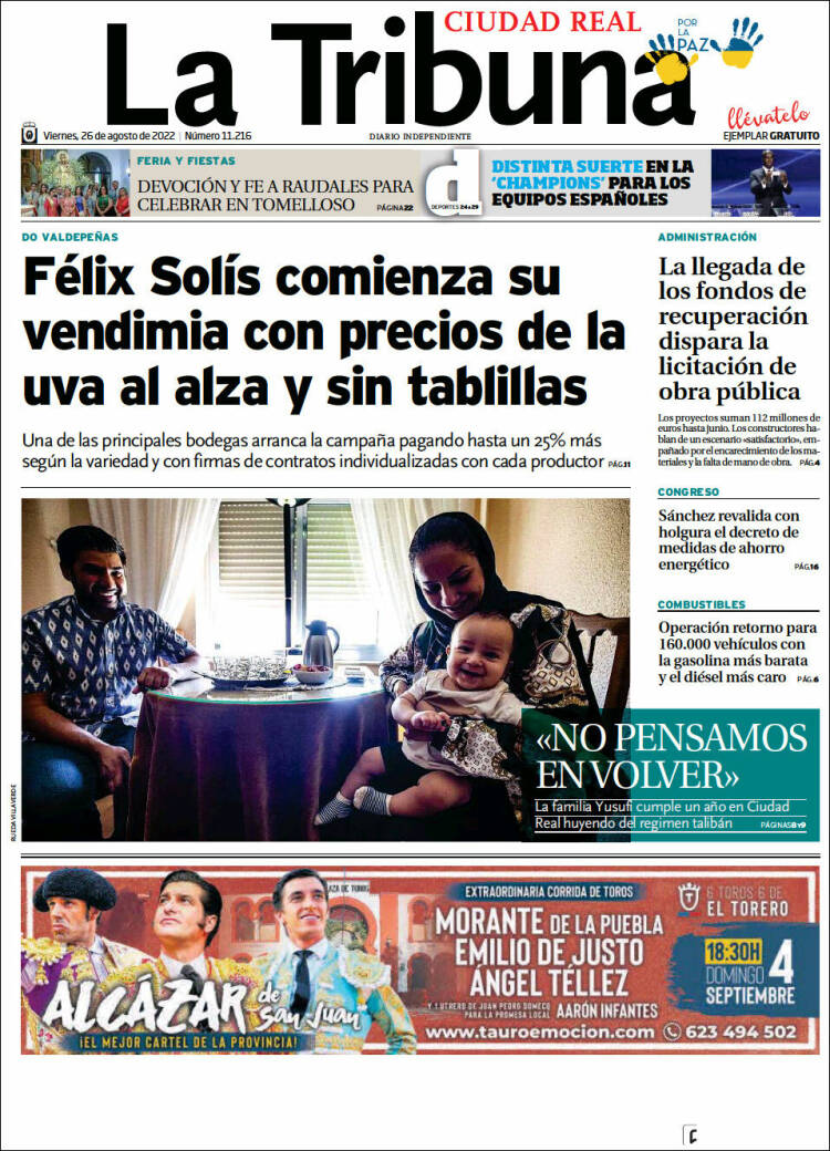 Portada de La Tribuna de Ciudad Real (Espa&ntilde;a)