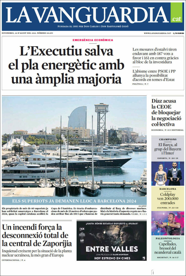 Portada de La Vanguardia (Espa&ntilde;a)