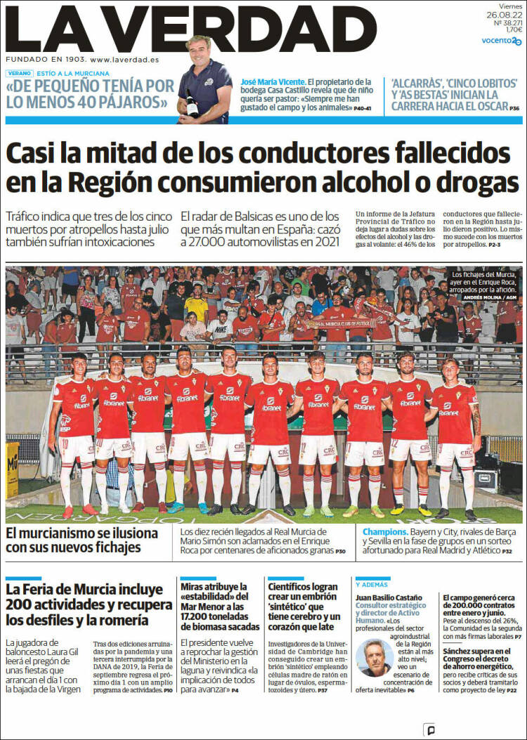 Portada de La Verdad de Murcia (Espa&ntilde;a)