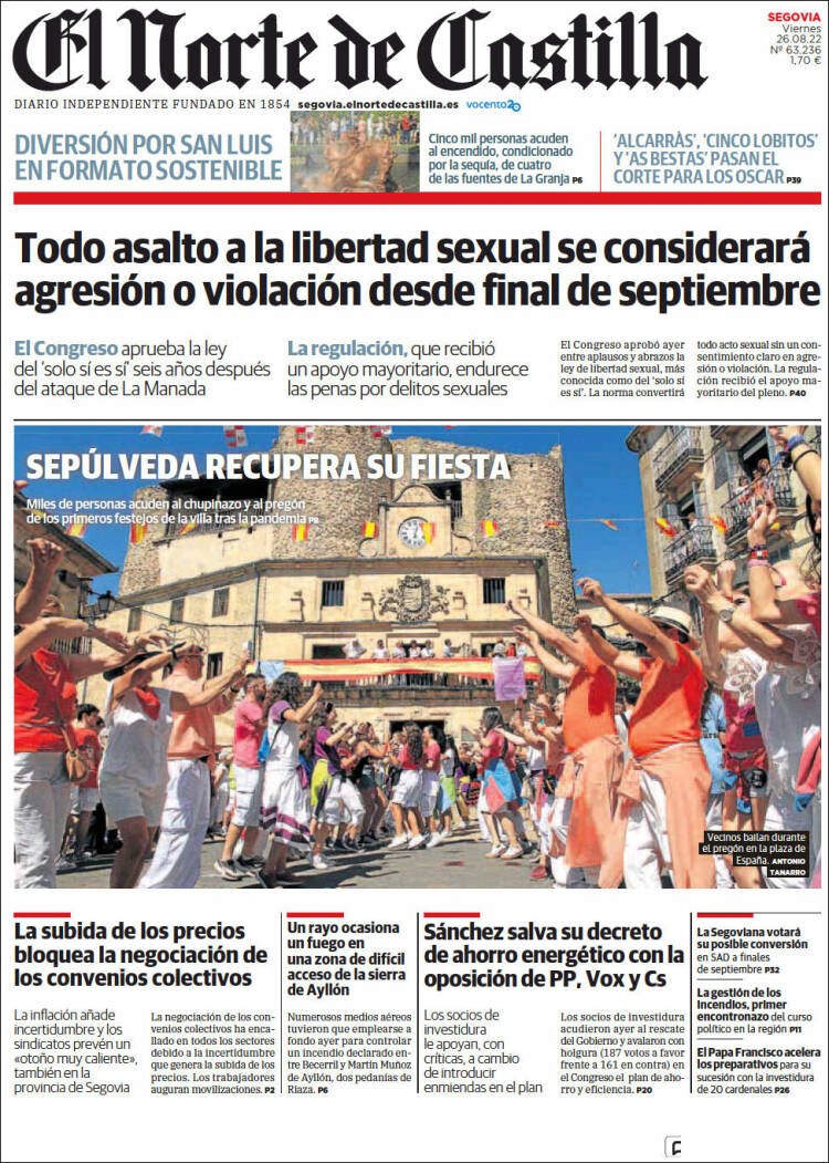 Portada de Norte de Castilla - Segovia (Espa&ntilde;a)