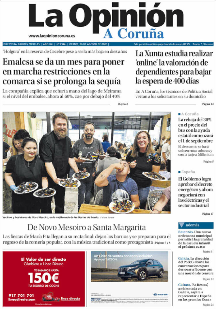 Portada de La Opinión de A Coruña (Espa&ntilde;a)