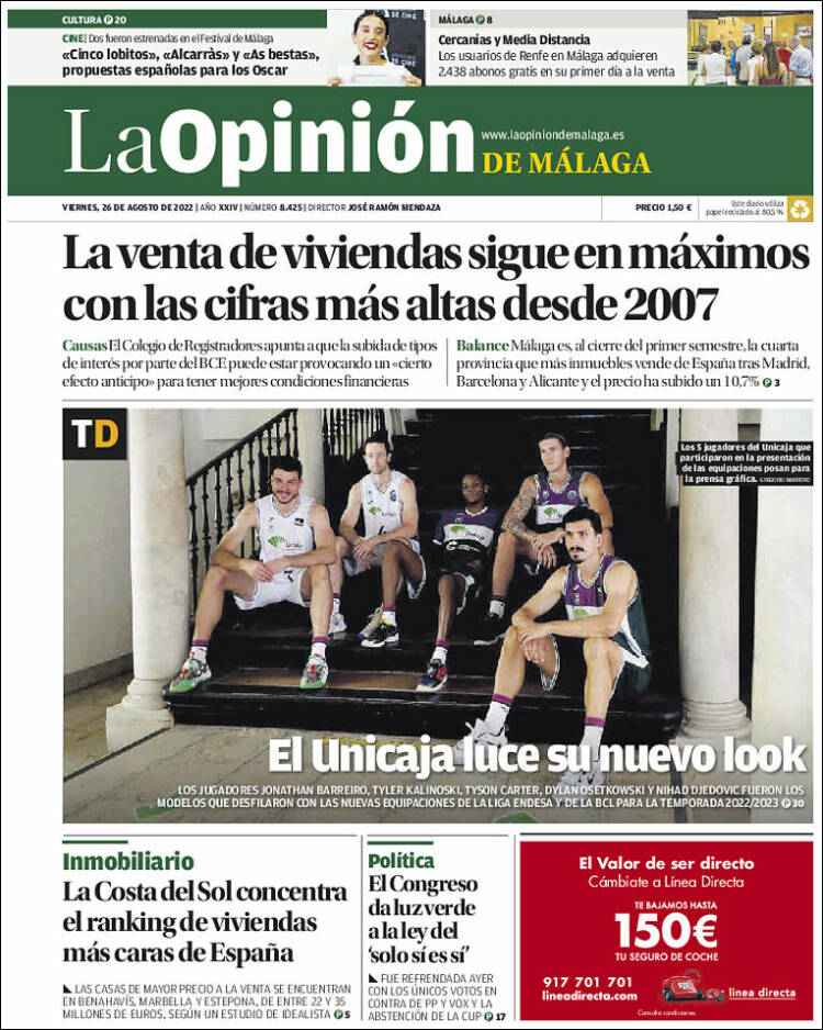 Portada de La Opinión de Málaga (Espa&ntilde;a)