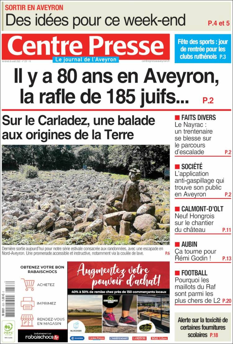 Portada de Centre Presse (Francia)