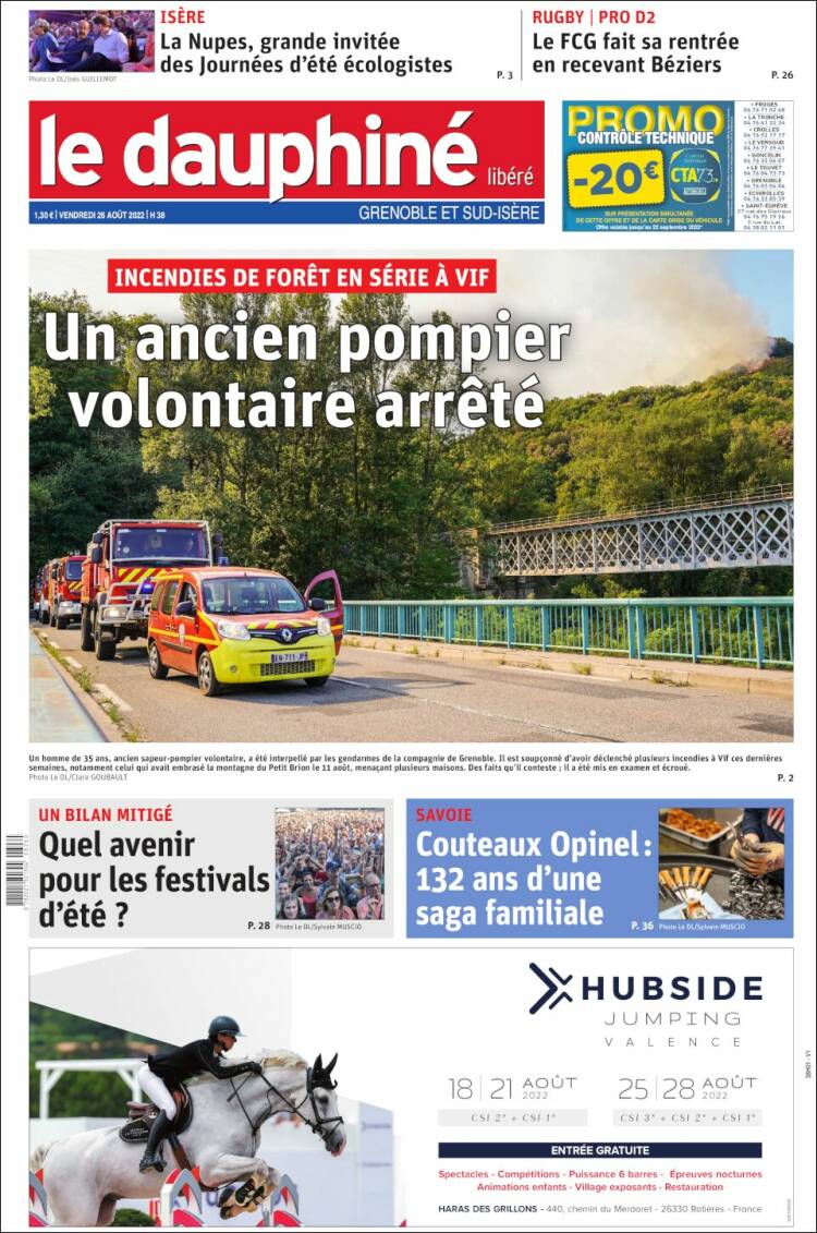 Portada de Le Dauphiné Libéré (Francia)