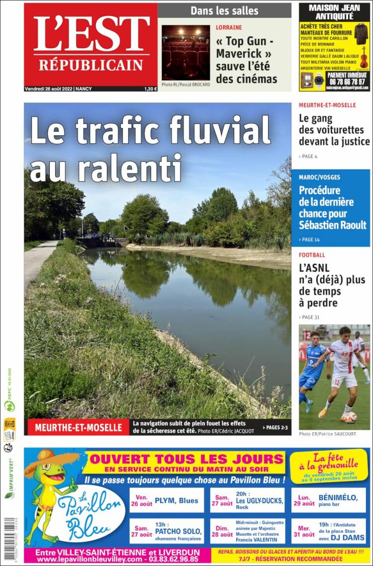 Portada de L'Est Republicain (Francia)