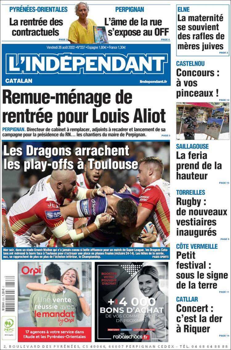 Portada de Le Indépendant (Francia)