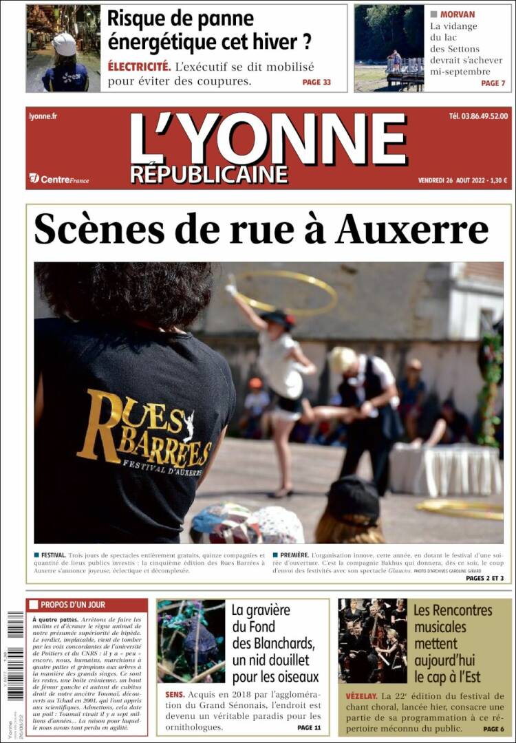 Portada de L'Yonne-Républicaine (Francia)