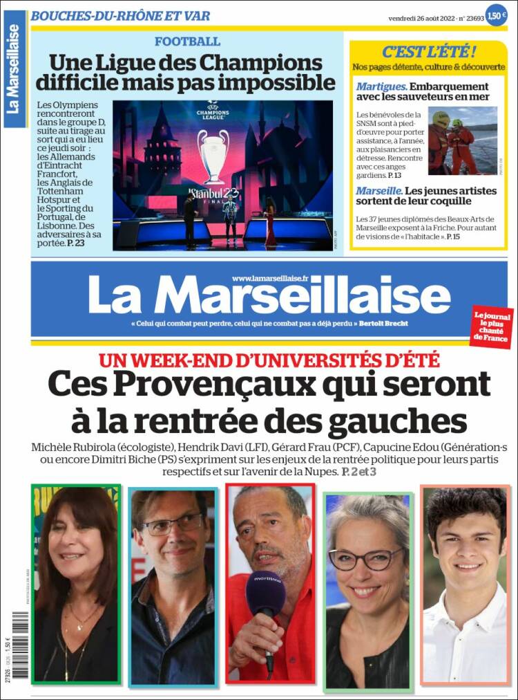 Portada de La Marseillaise (Francia)