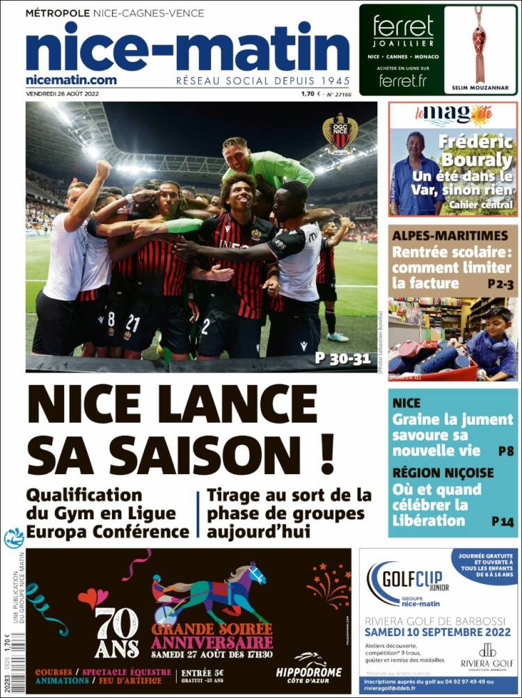 Portada de Nice-Matin (Francia)