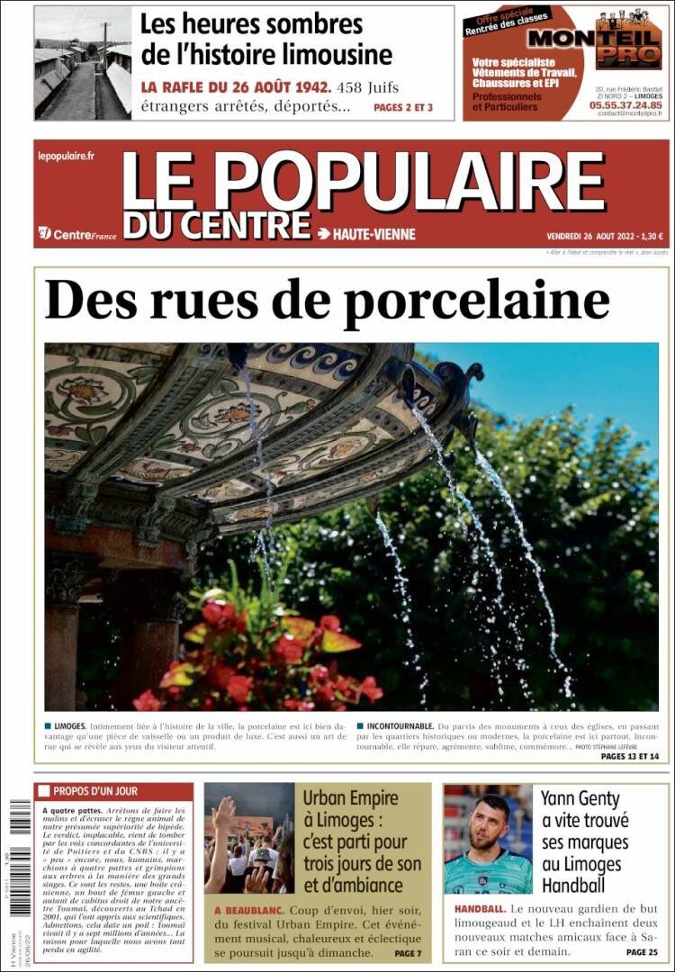 Portada de Le Populaire du Centre (Francia)