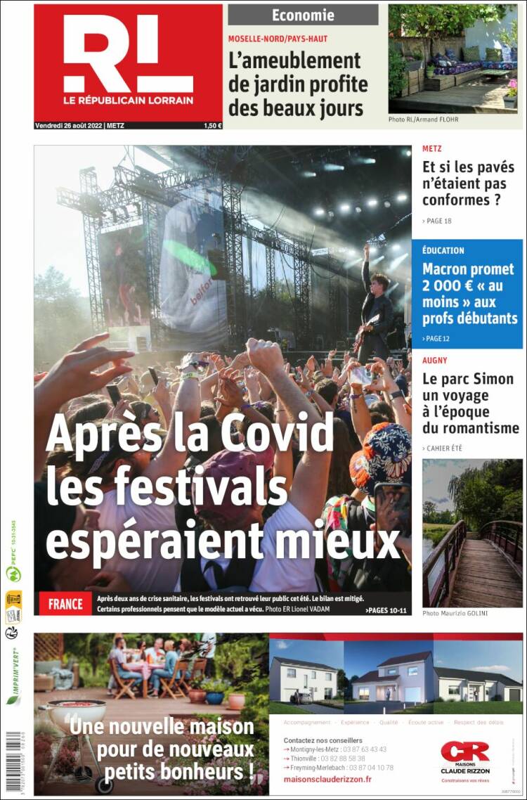 Portada de Le Republicain Lorrain (Francia)