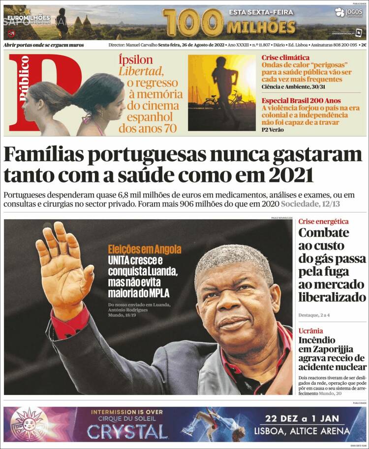 Portada de Público (Portugal)