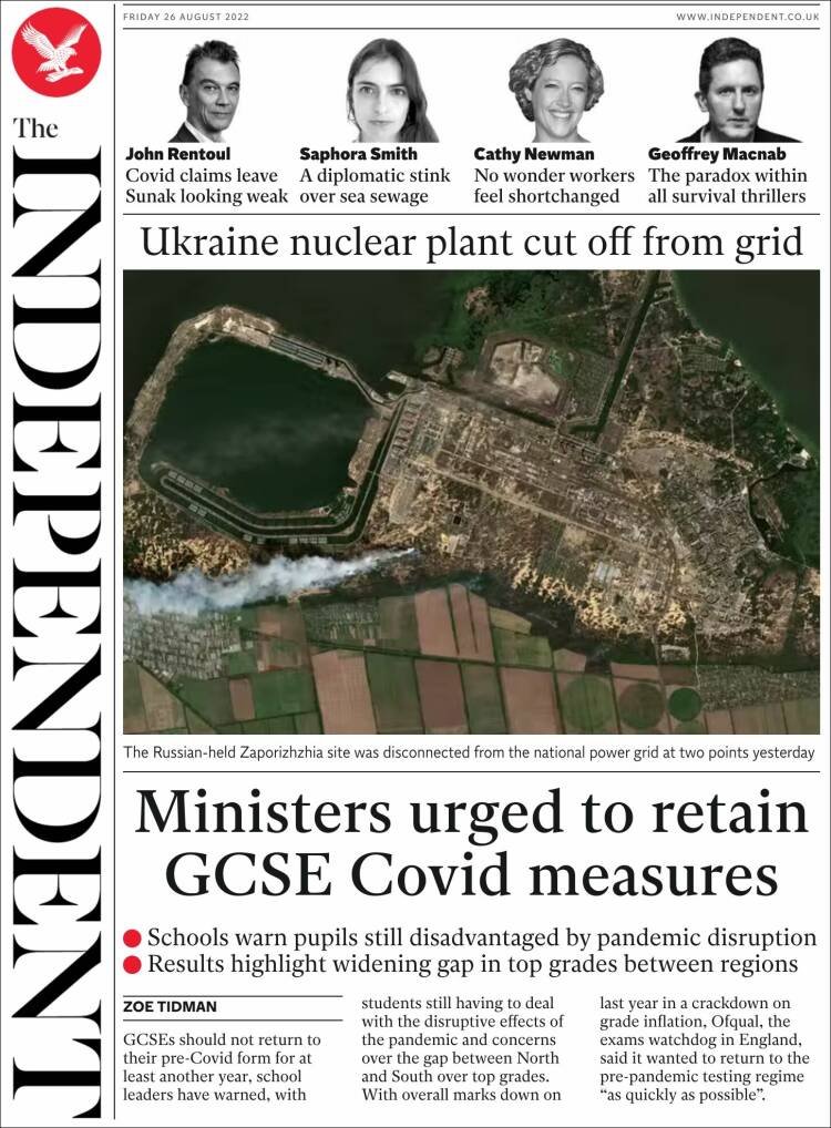 Portada de The Independent (Royaume-Uni)