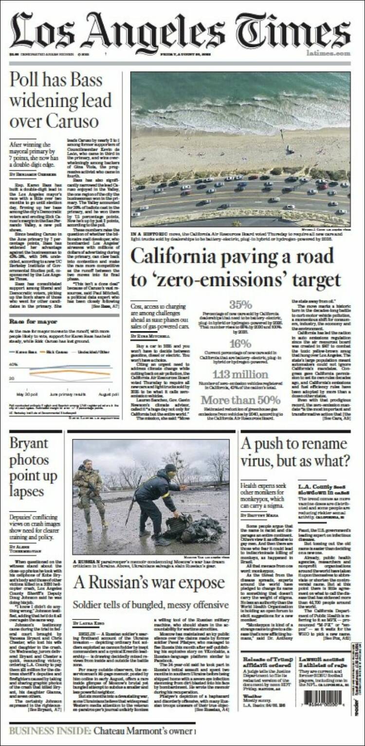 Portada de Los Angeles Times (États-Unis)