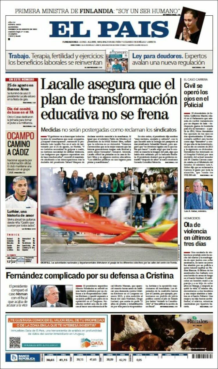 Portada de El País (Uruguay)