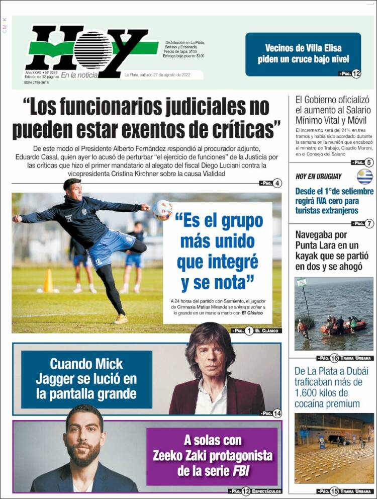 Portada de Diario Hoy (Argentina)