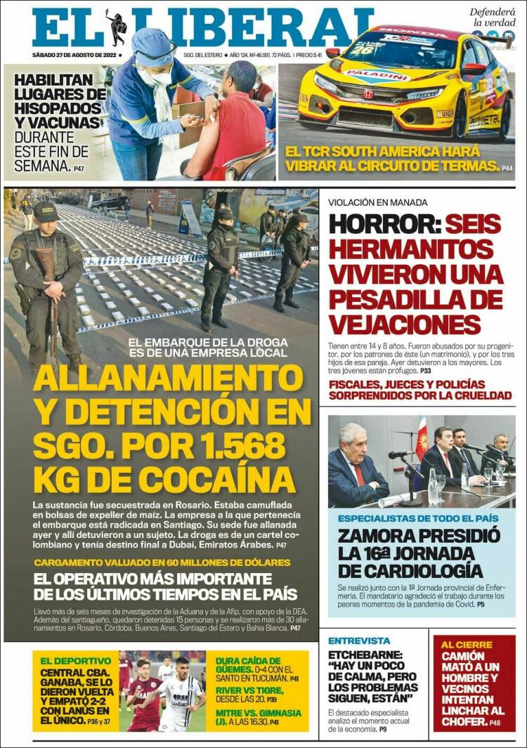 Portada de Diario El Liberal (Argentina)