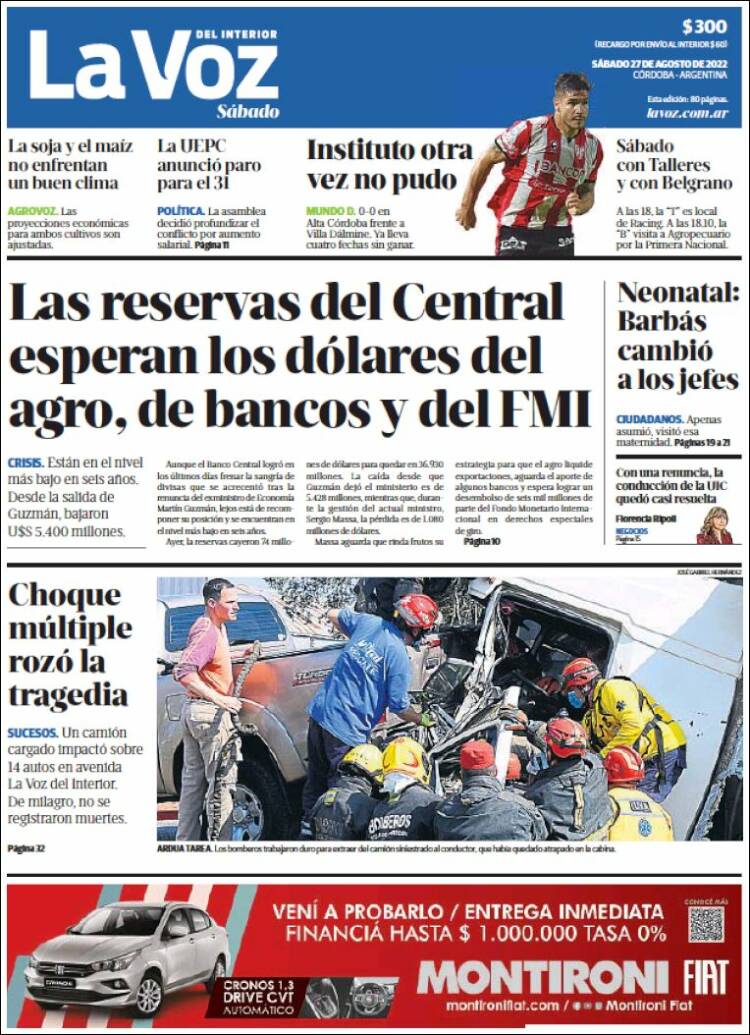 Portada de La Voz del Interior (Argentina)