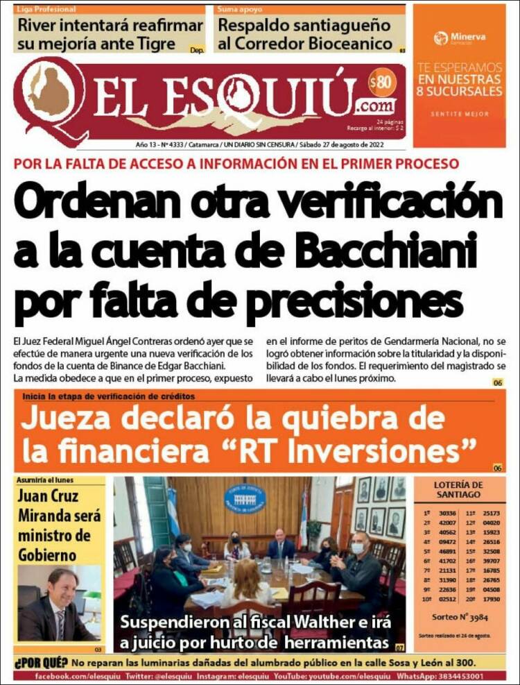 Portada de El Esquiu (Argentina)