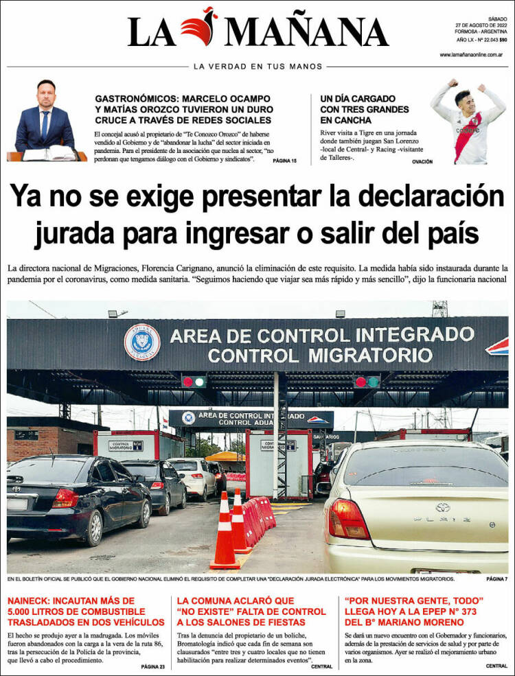 Portada de Diario La Mañana (Argentina)