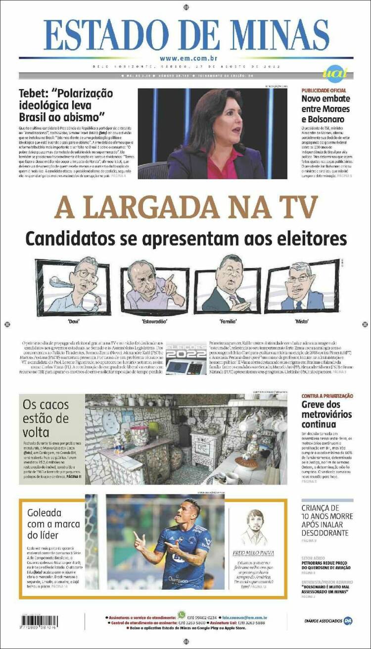 Portada de Jornal Estado de Minas (Brasil)