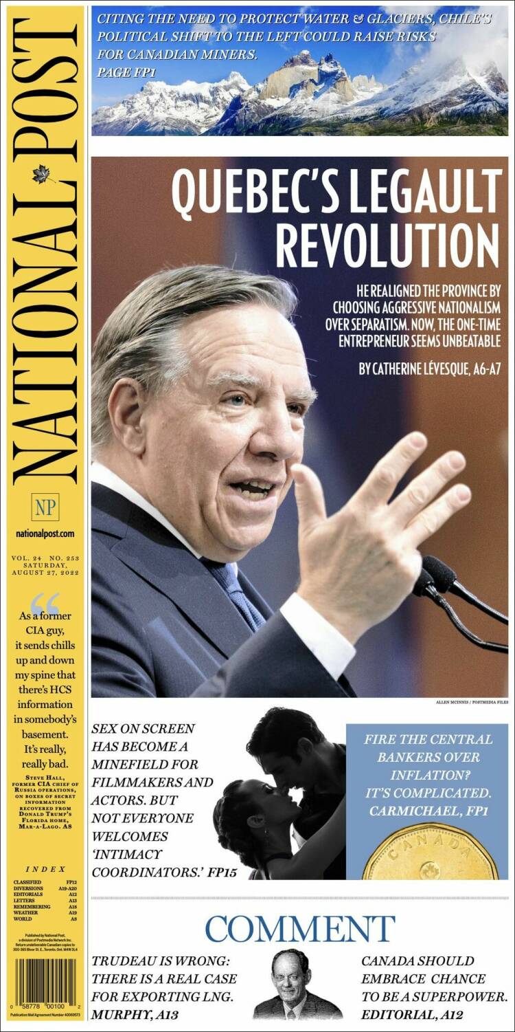 Portada de The National Post (Canadá)