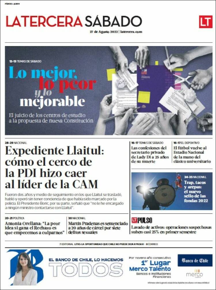 Portada de La Tercera (Chile)