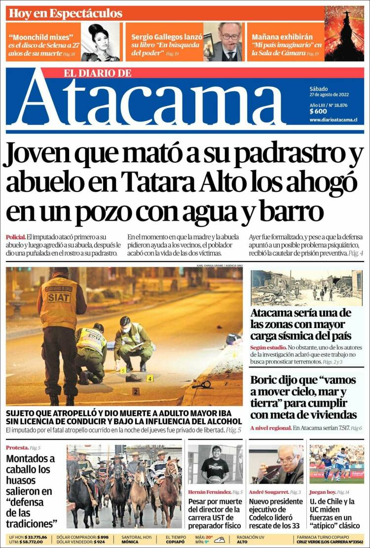 Portada de Diario de Atacama (Chile)