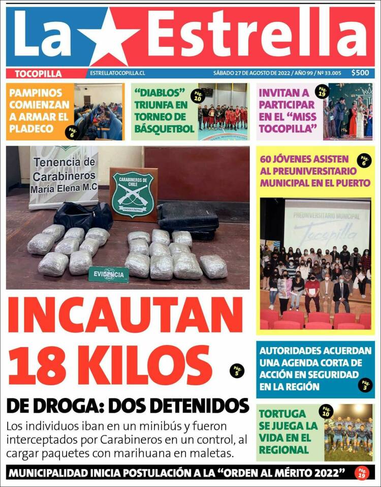 Portada de La Estrella de Tocopilla (Chile)