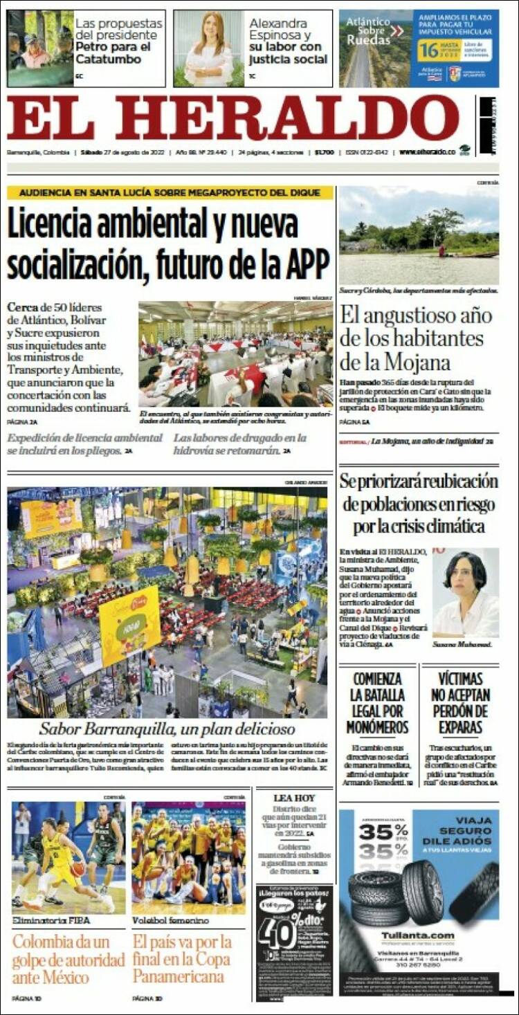 Portada de El Heraldo (Colombia)