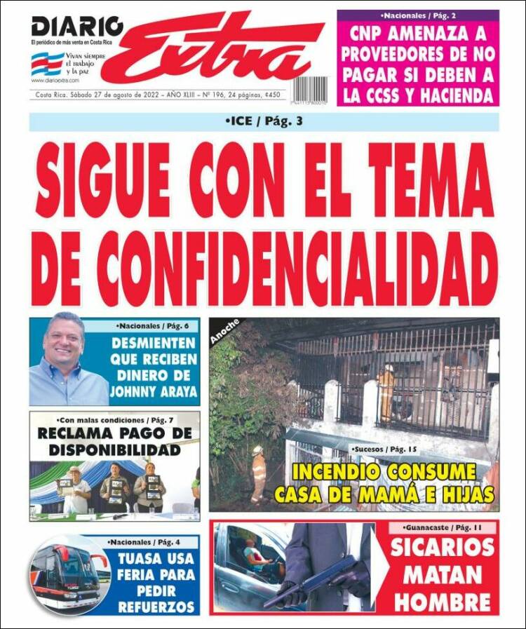 Portada de Diario Extra (Costa Rica)