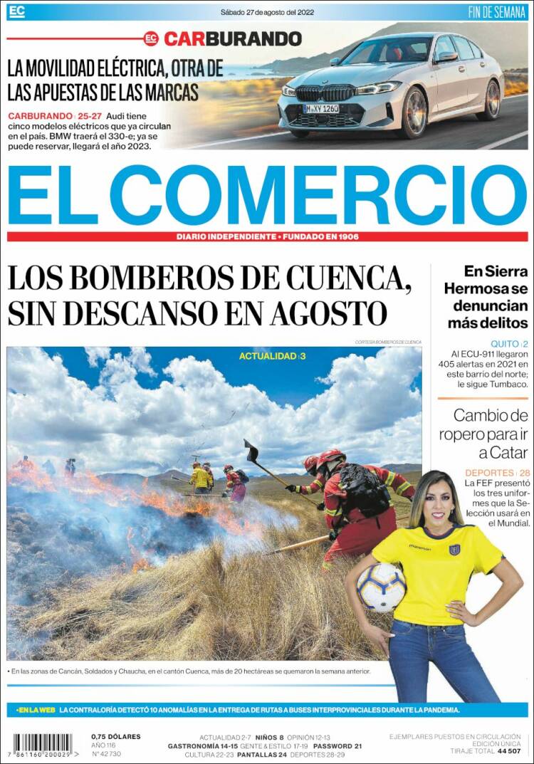 Portada de El Comercio (Ecuador)