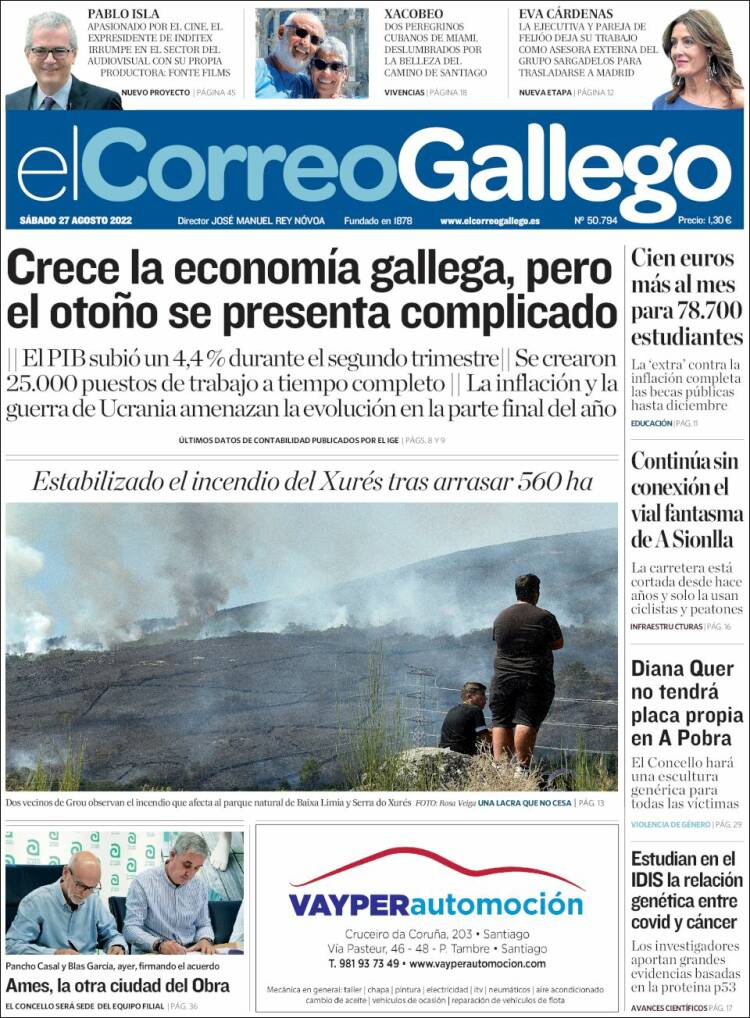 Portada de El Correo Gallego (España)