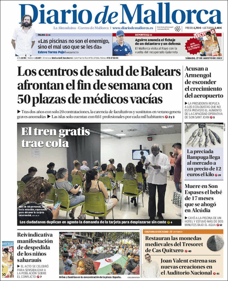 Portada de Diario de Mallorca (España)