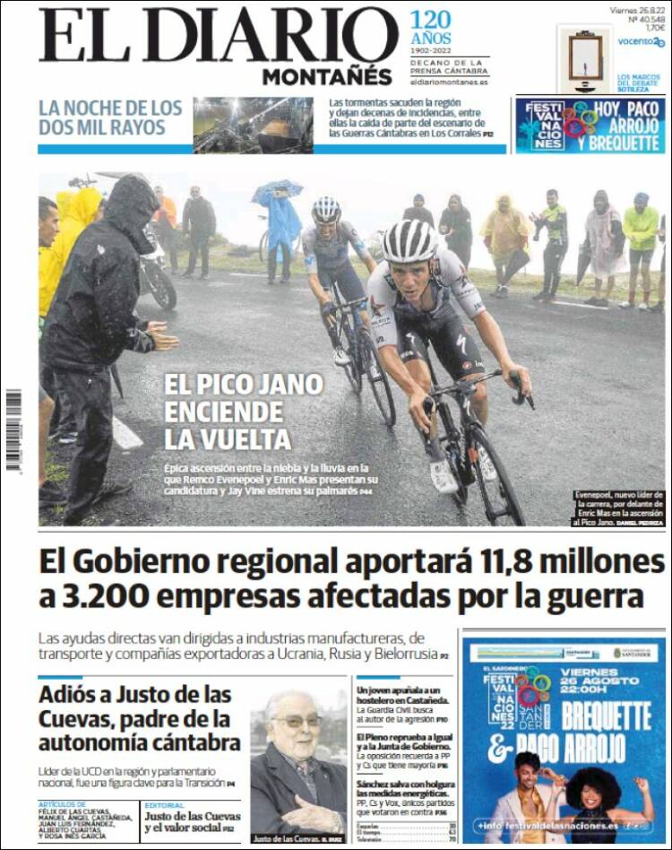 Portada de El Diario Montañés (España)