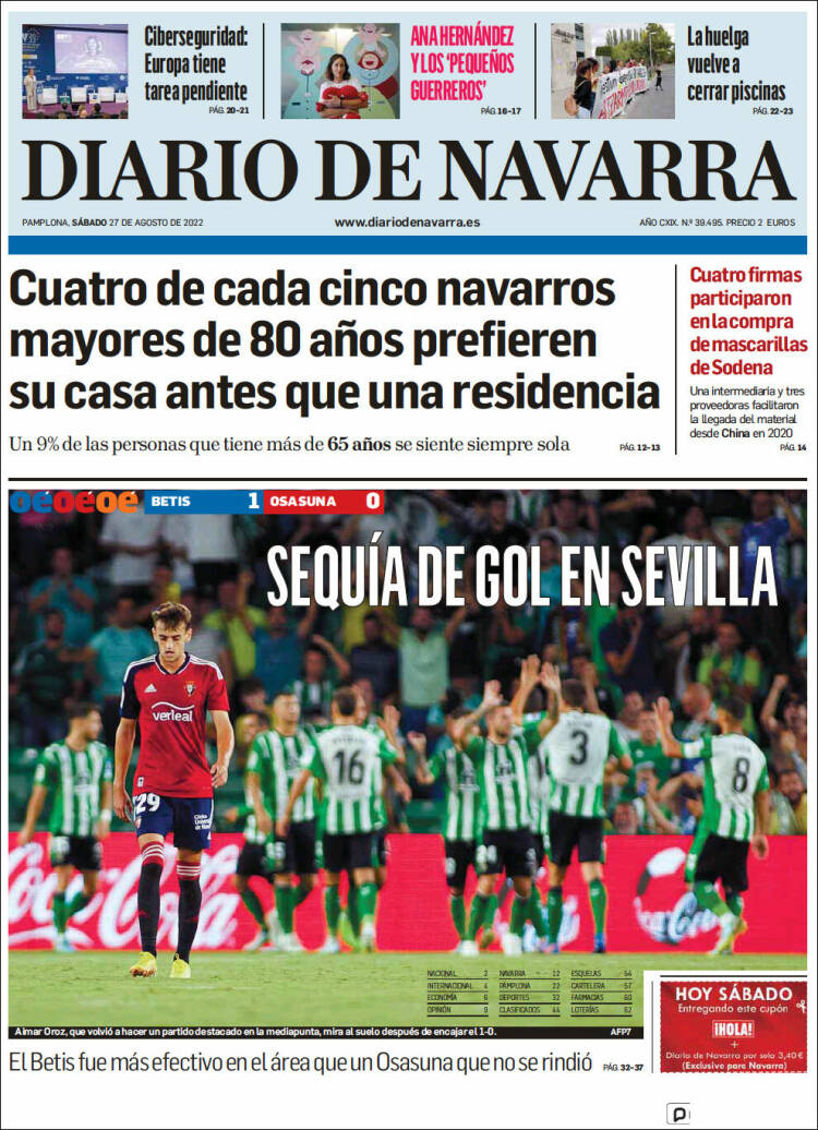 Portada de Diario de Navarra (España)