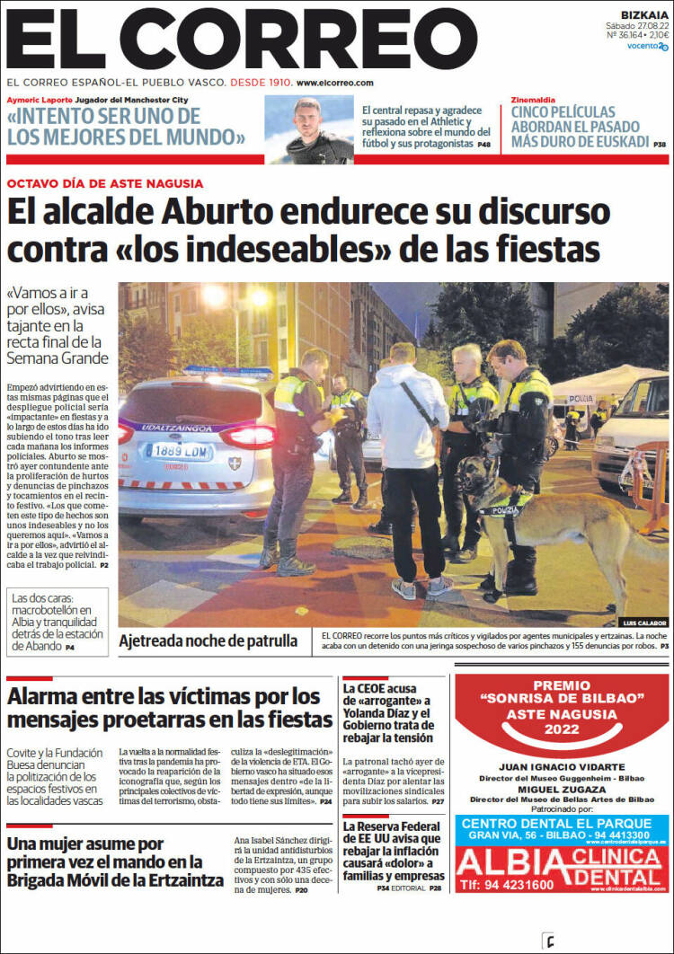 Portada de El Correo (España)