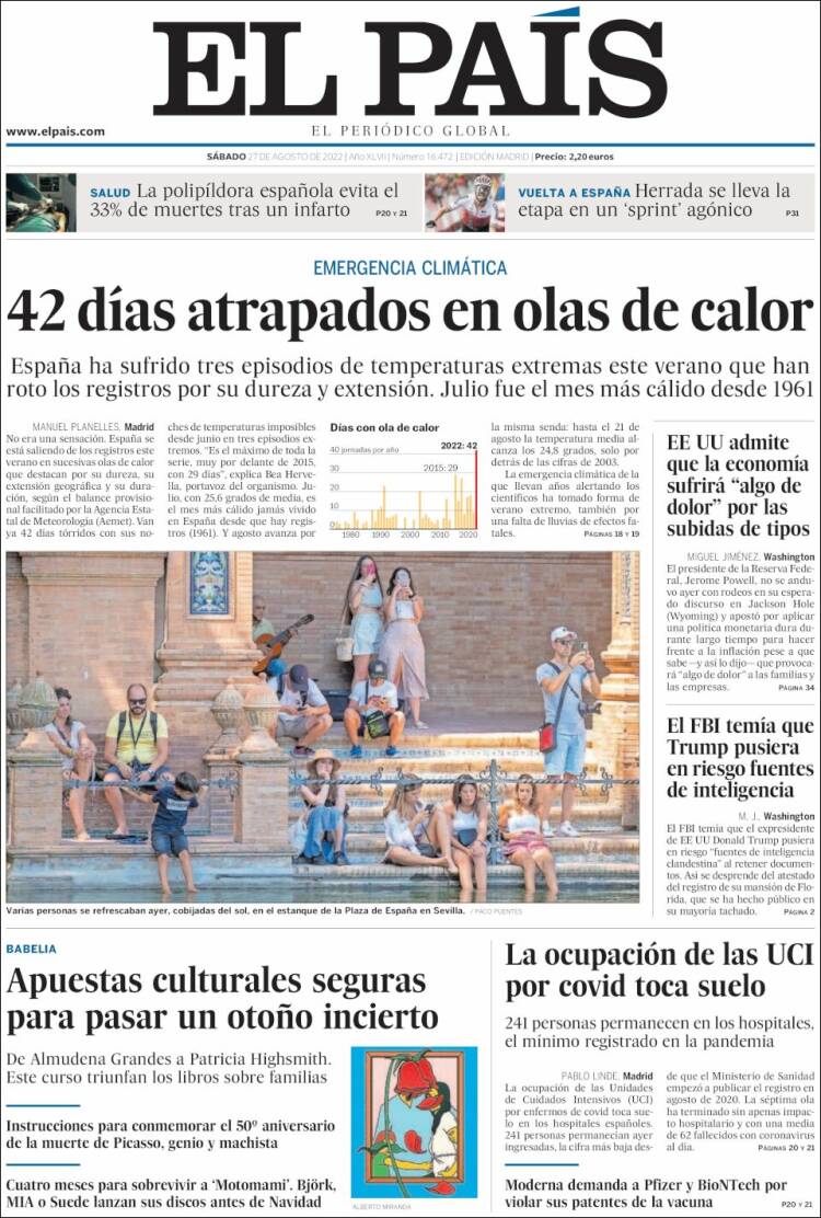 Portada de El País (España)