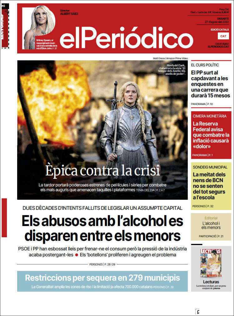 Portada de El Periódico de Catalunya (España)