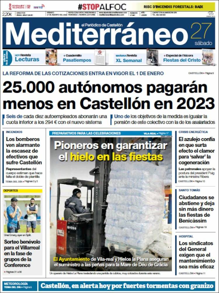 Portada de El Periódico Mediterraneo (España)