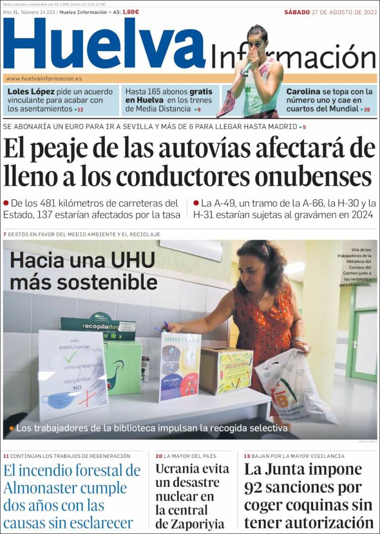 Portada de Huelva Información (España)