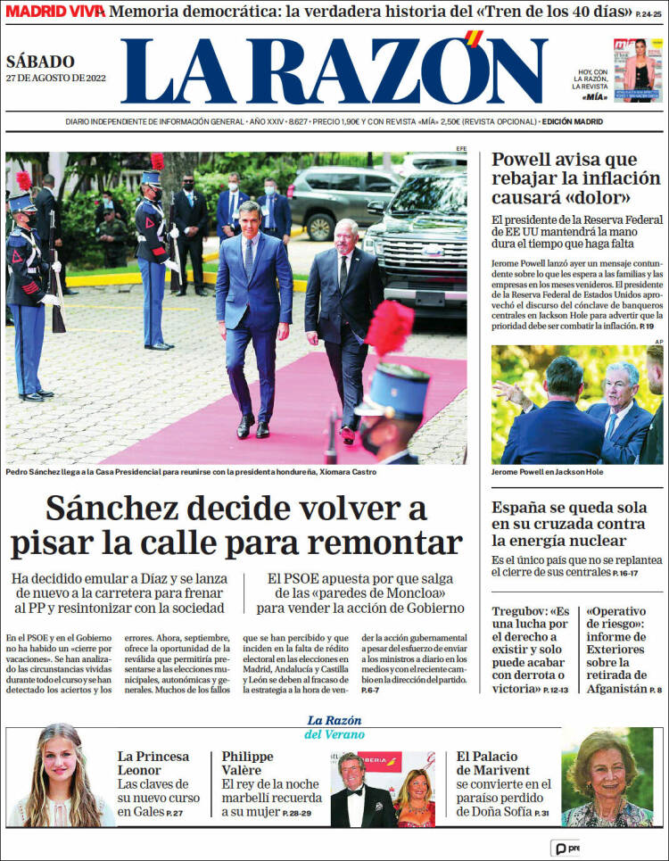 Portada de La Razón (España)