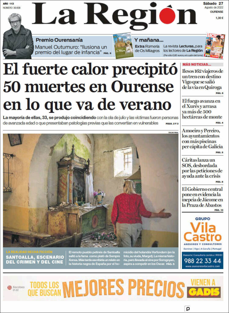 Portada de La Región de Ourense (España)